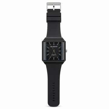 Square Dial Quartz Watch for Men – Silver-Tone Case & Grey Silicone Strap